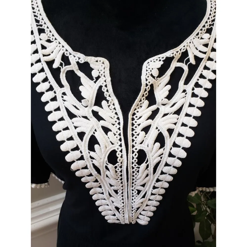 Spense Sheath Dress Women Medium Black Lace Trim V Neck Short Sleeve Cinch Waist - Image 10