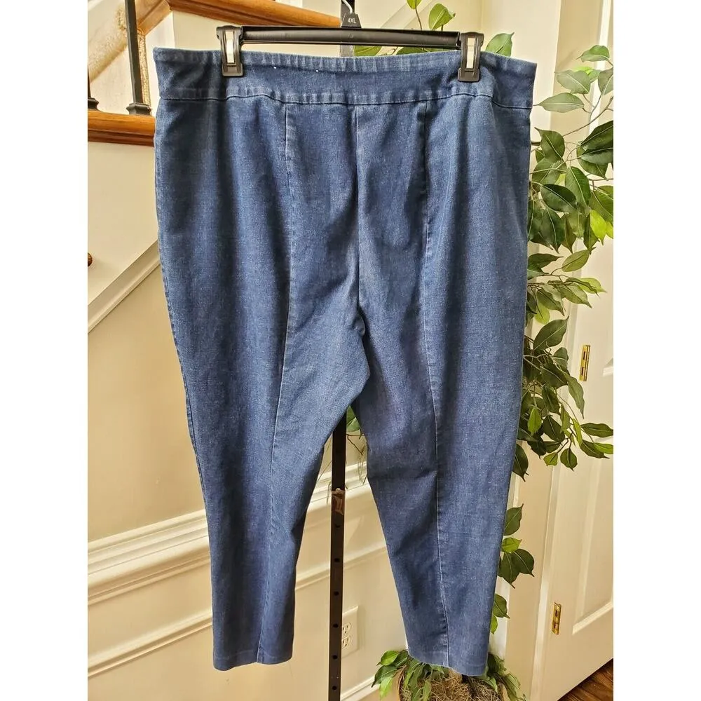 Est. 1946 Women's Blue Denim Cotton Pull On Skinny Fit Classic Jeans Pants 22W - Image 5