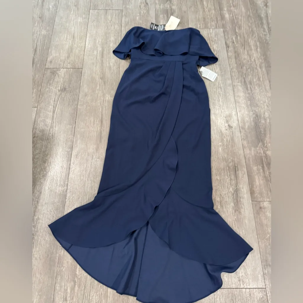 Wayf Strapless Navy Ruffle Dress - Image 6