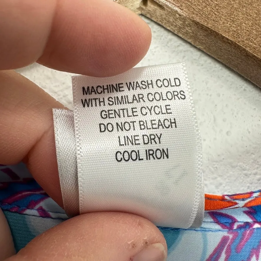 Natori Blue Floral Print Maxi Dress Size M V-Neck 3/4 Sleeve Resort‎ Wear Flowy - Image 9