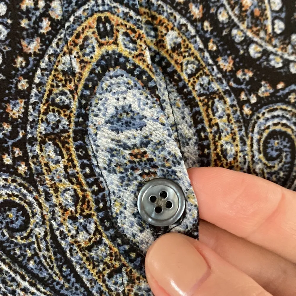 J Jill sheer chiffon paisley print tunic length blouse size S Blue - Image 7