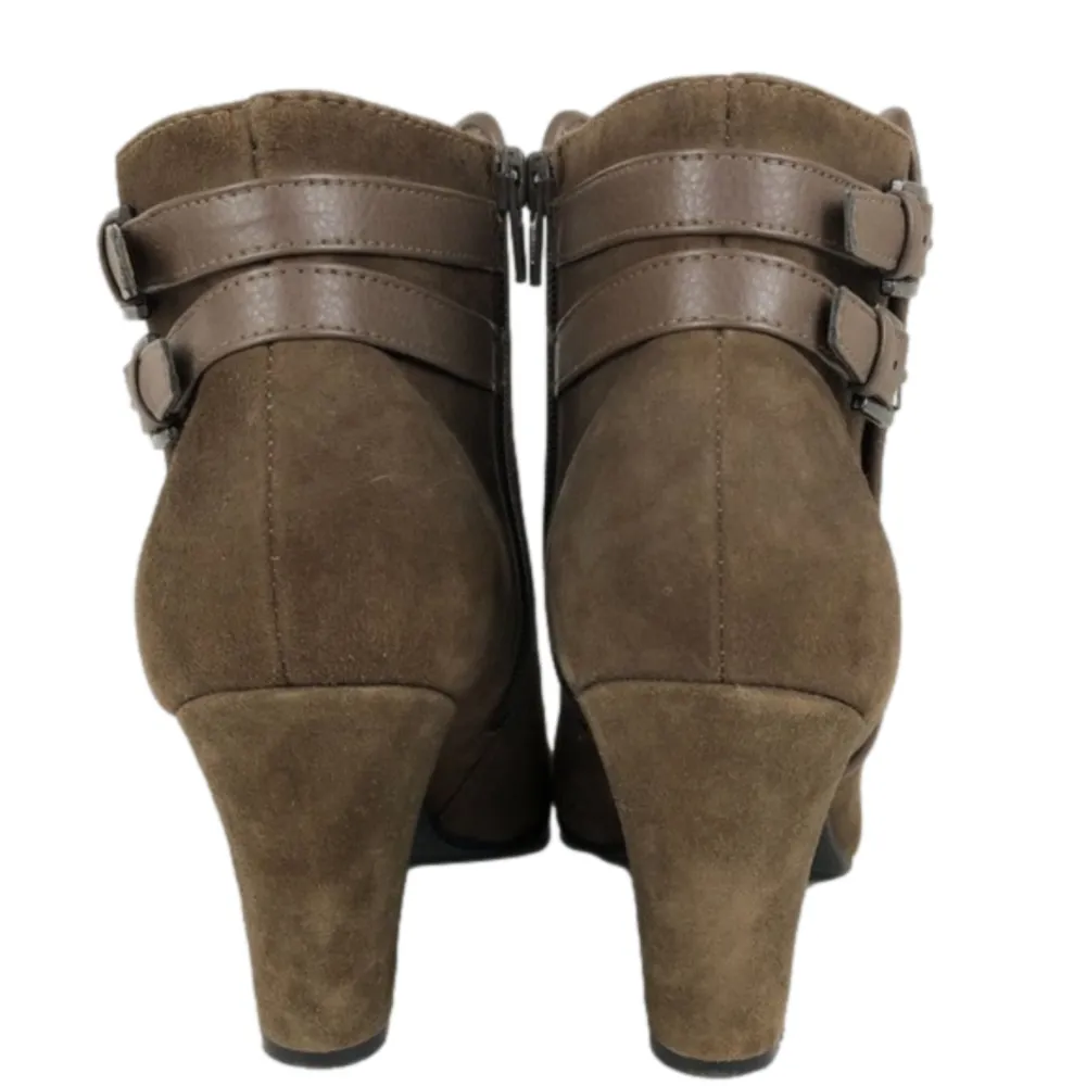 SOFFT Brown Leather Side Zip Buckle High Heel Ankle Booties size 8.5 - Image 6