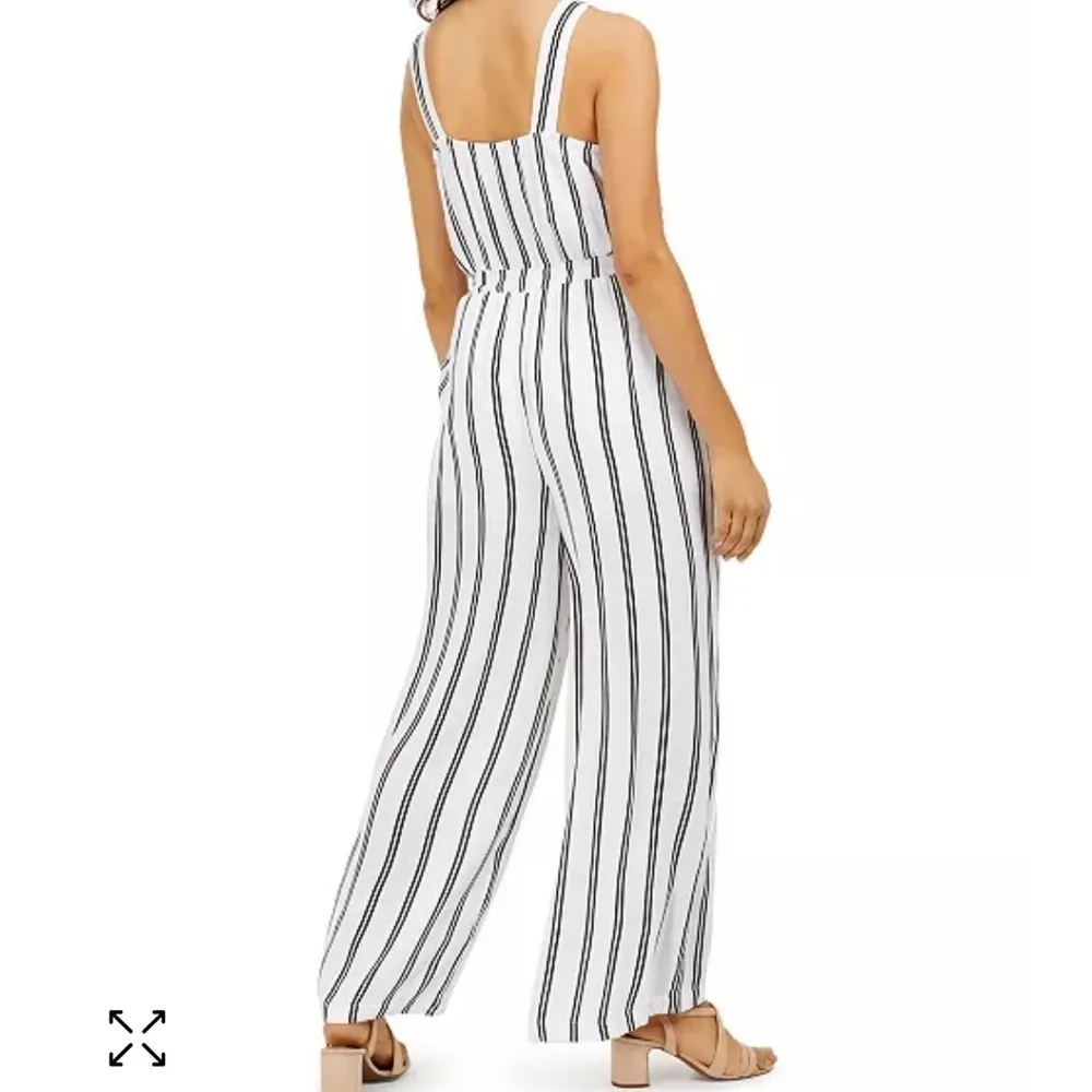 NWT Rosie Harlow striped wide leg  jumpsuit sleeveless white black small - Image 2