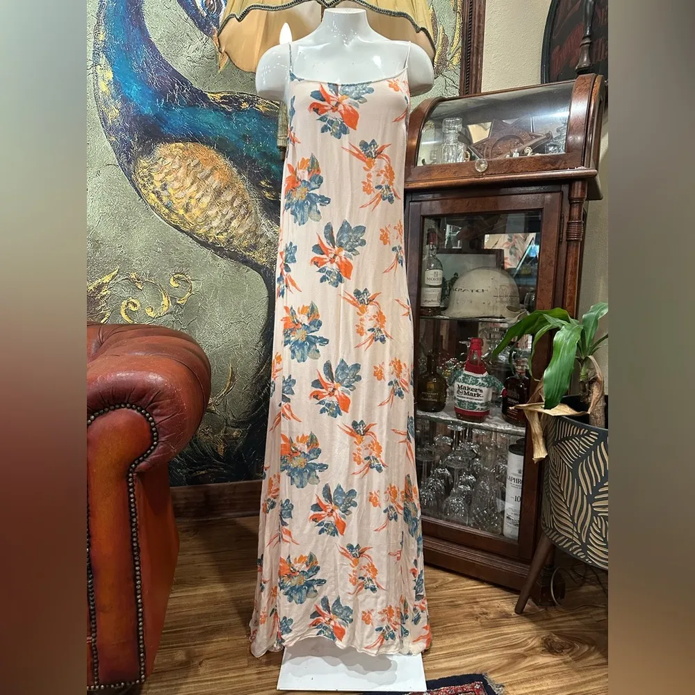 EUC Free People Cream Maxi Sundress with Spaghetti Straps and open sexy back - Image 2