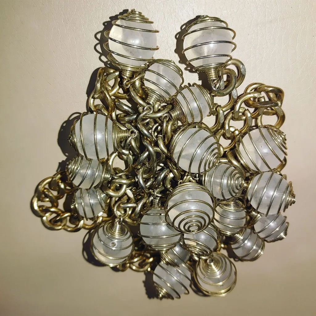 Dangle Clear Beaded Charms Gold Tone Chain Belt Vintage Versatile Adjustable - Image 10