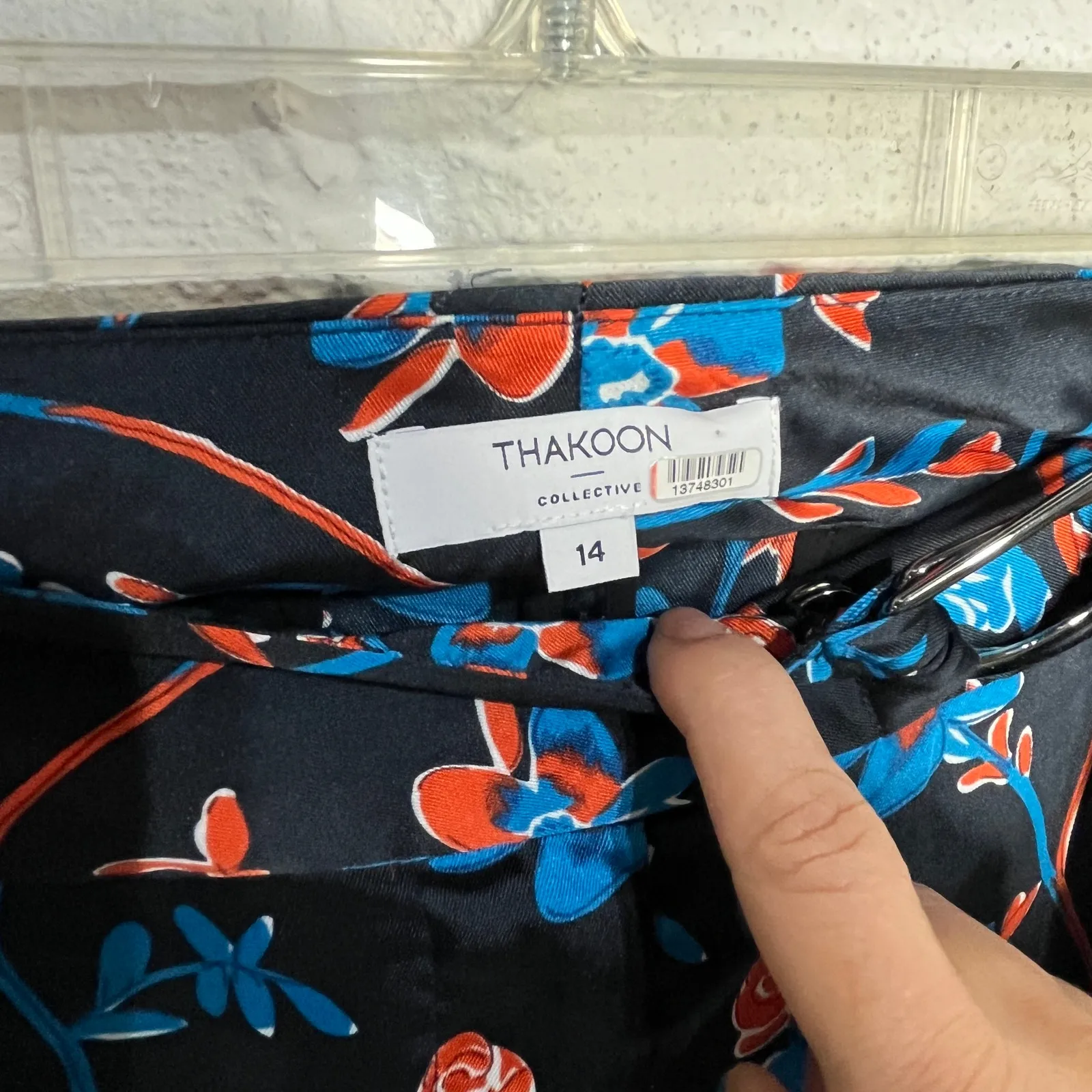 Thakoon Collective Floral High Waist Belted Pants Chic Statement Women Black 14 - Image 3