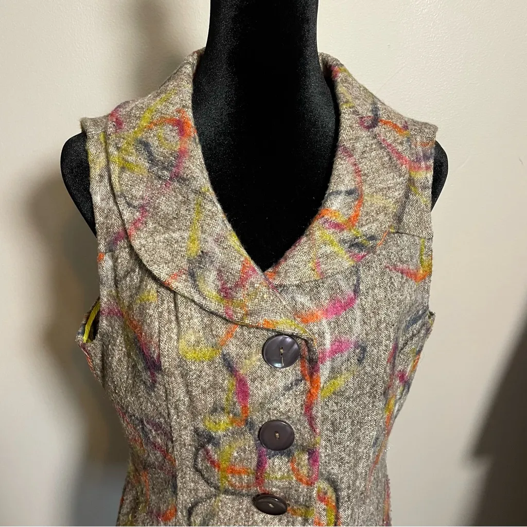 Christopher & Banks Graffiti Art Vest Button down - Image 8