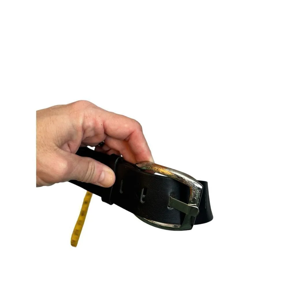 Nine West women’s black man made leather perforated belt size medium 40” long 1. - Image 5