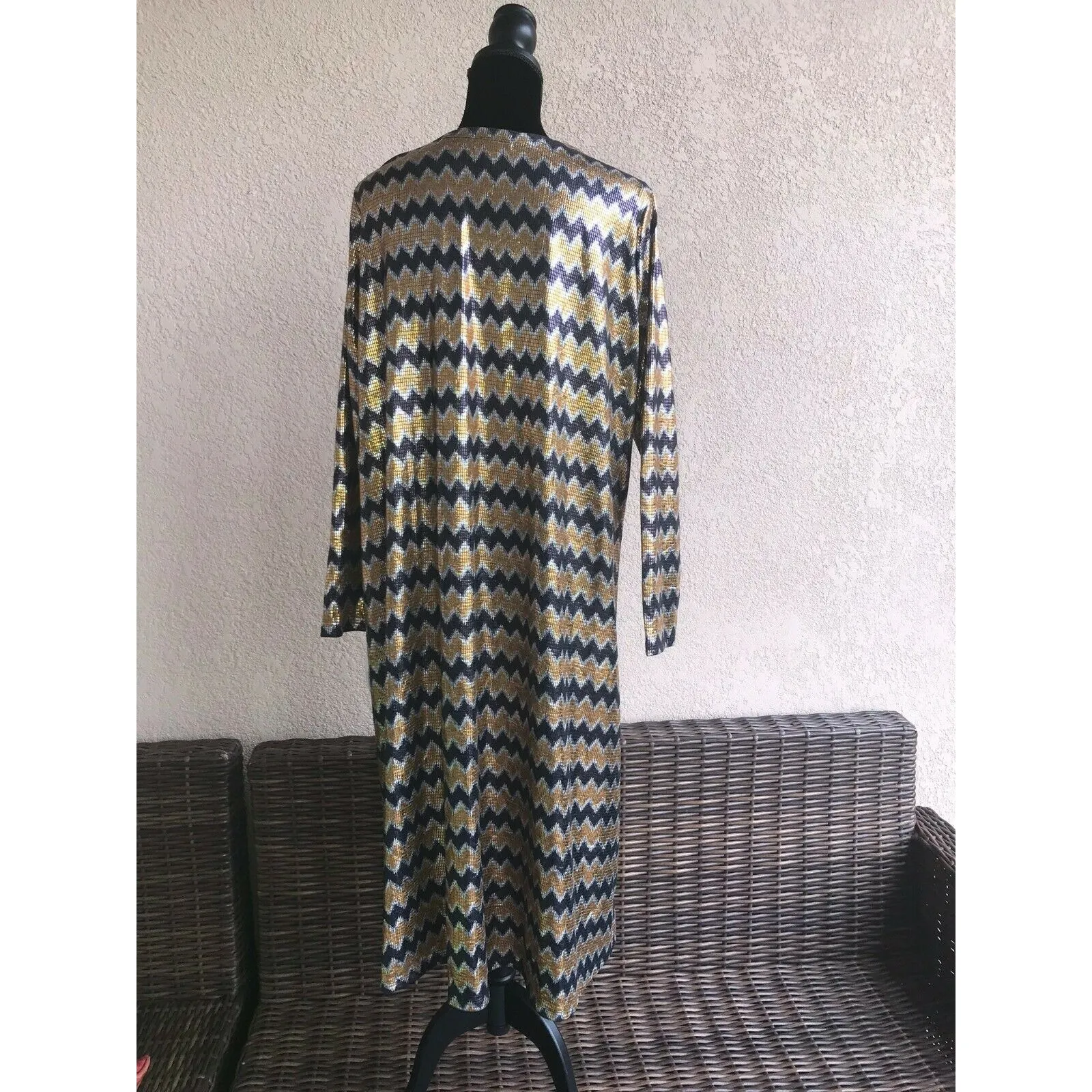LuLaRoe Womens Duster Sz L Sarah Metallic Gold Silver‎ Long Evening Coat NEW - Image 2