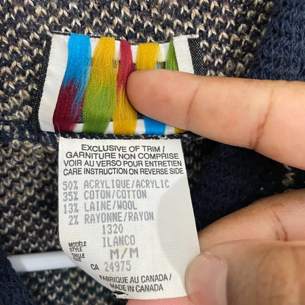 VTG ILANCO Cardigan Women M Multi Color Knit Silver Button Grandma Sweater Size M - Image 5