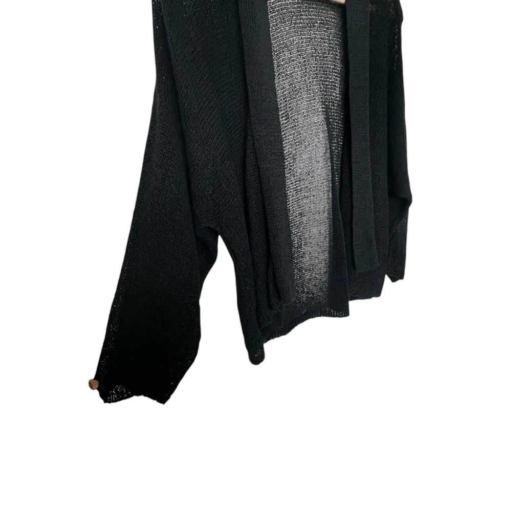 Eileen Fisher Black fishnet black Open-Front cardigan size M - Image 6