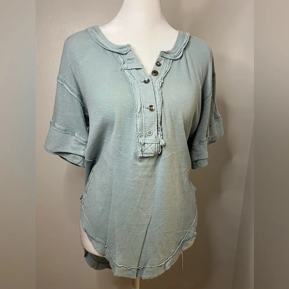 We The Free by Free People Heritage  Henley Ocean Mist – Size XS - Image 2
