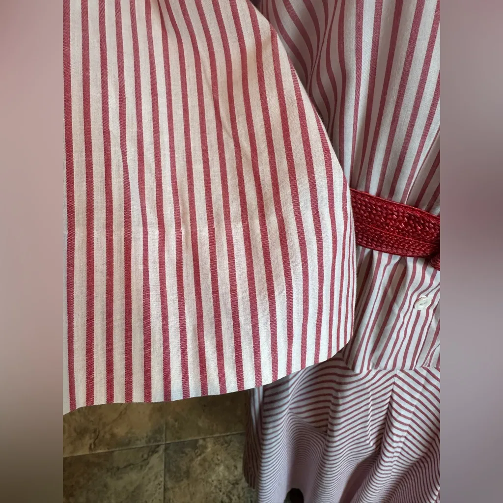 Vintage Shirt Dress Red & White Stripe EJM Ltd Size 11 - Image 4