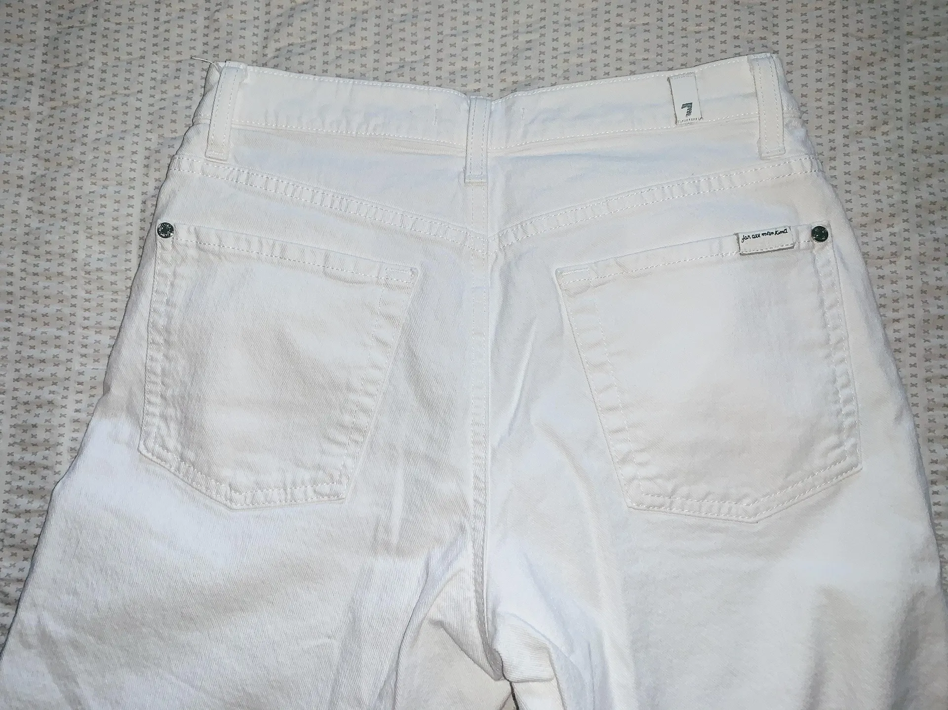 7 For All Mankind White Straight Leg Jeans - Image 6
