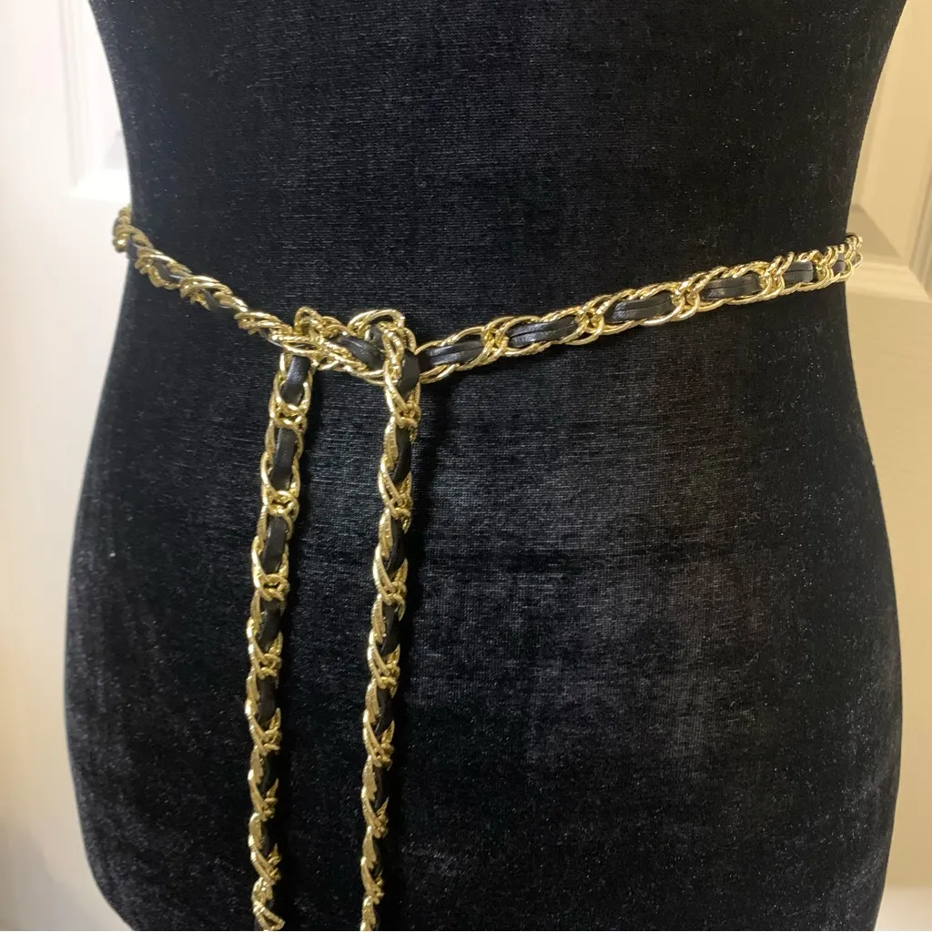 Gold & Leather Tassel Wrap Chain/Belt - Image 2