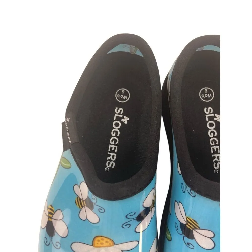 Sloggers Womens Size 6 Blue Bumble Bee Waterproof Garden Clogs Slip On Shoes - Image 3