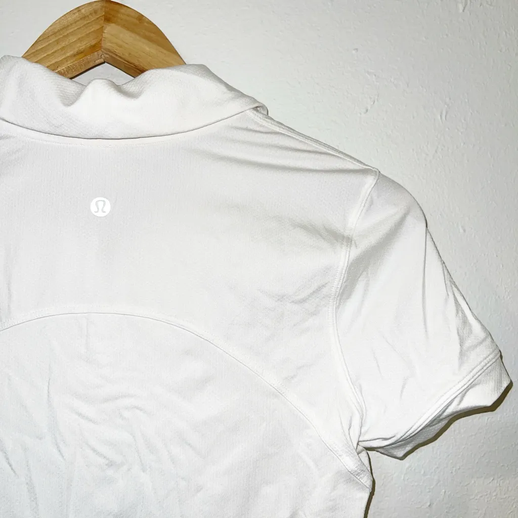 Lululemon white quick drying curved hem polo shirt - Image 10