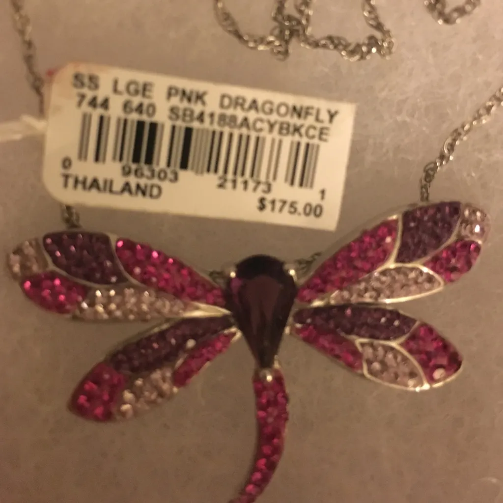 Swarovski crystal element Sterling Silver large pink dragonfly Purple - Image 3