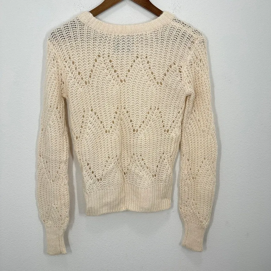 Abercrombie & Fitch Cream Open Knit Sweater Crochet Lace Detail Size XS Delicate - Image 8