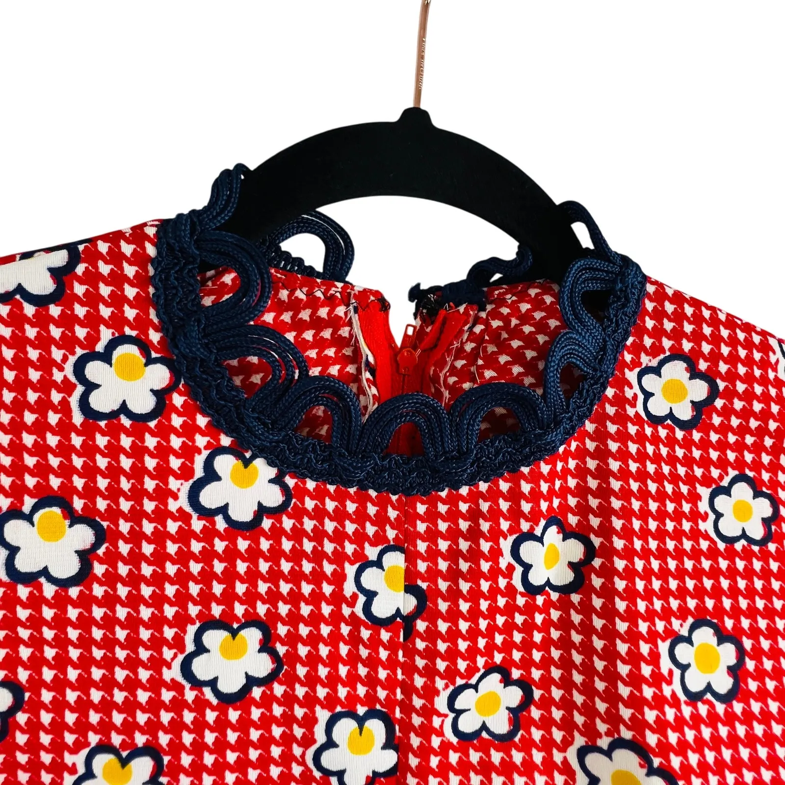 Vintage 1960s 70s Cottage Core Prairie Maxi Dress Women XS/S Red Floral Handmade - Image 4