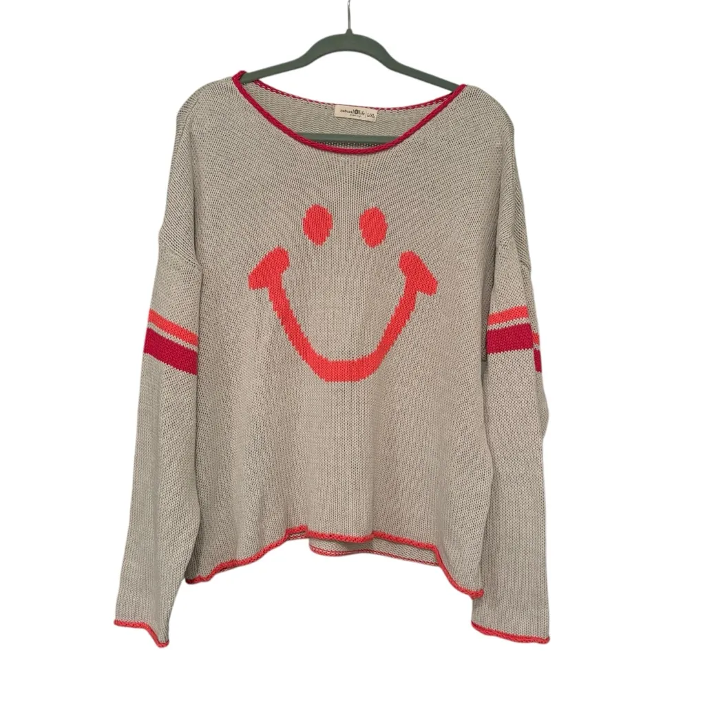 Natural Life Carson Oversized Knit Sweater Pullover Smiley Graphic, Sz L/XL - Image 11