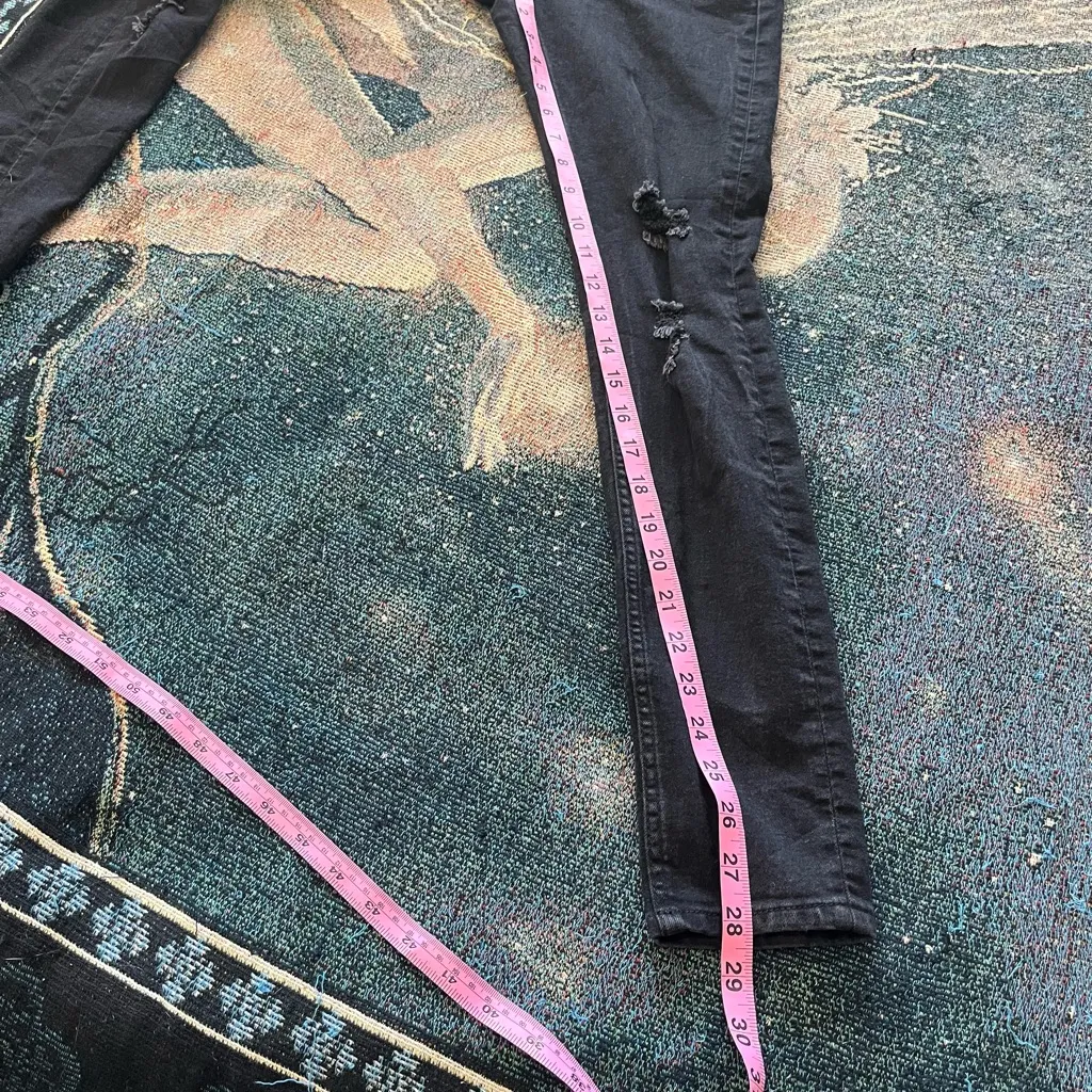 H&M Divided High Rise Distressed Skinny Jeans Black Wash Stretch Denim Women’s 2 - Image 11