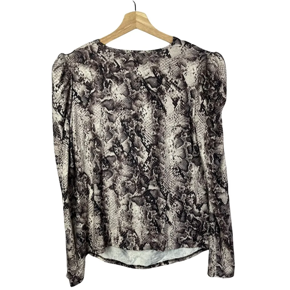 Generation Love Brown Snake Print Cowl Neck Square Shoulder Long Sleeve S - Image 2