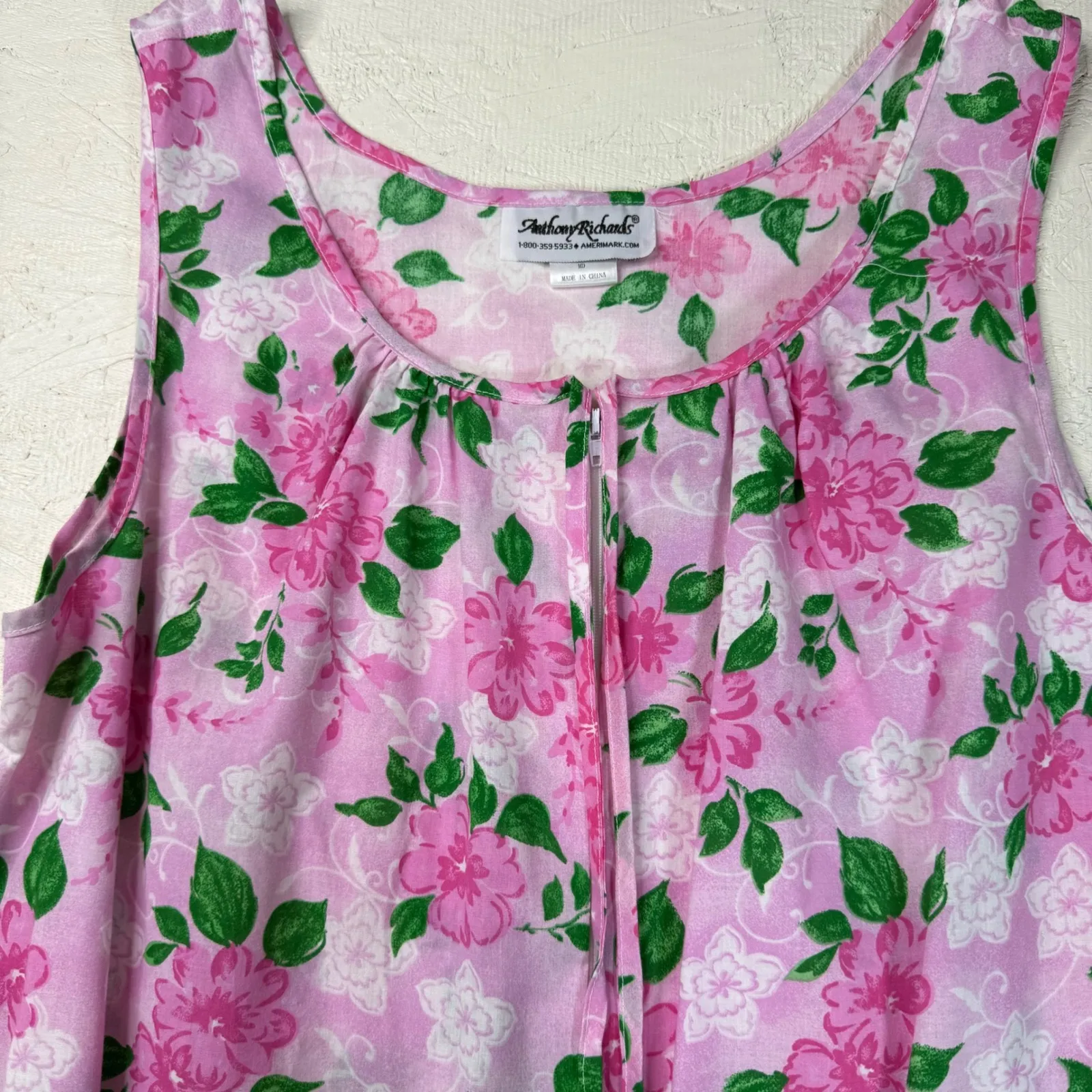 Anthony‎ Richards Pink Floral Dress Women's Sleeveless Casual Sun Dress MD Size M - Image 2