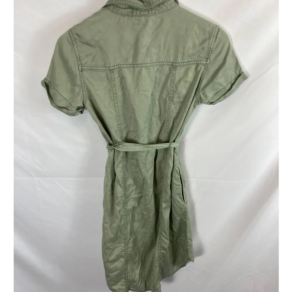 C&C California Green Pigment Dyed Lyocell Shirt Dress Belted Pockets XS - Image 4
