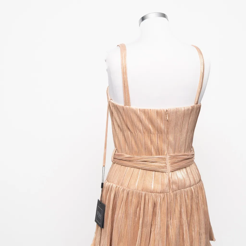 Mac Duggal -  Gold Ruffle Tiered Buckle Detail Dress - Image 13