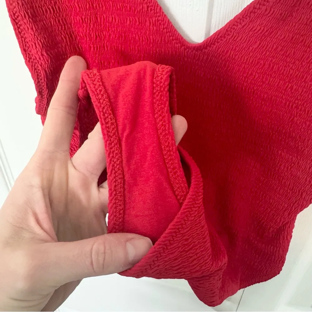 ZARA Red V-Neck bodysuit/swimsuit- SMALL - Image 4
