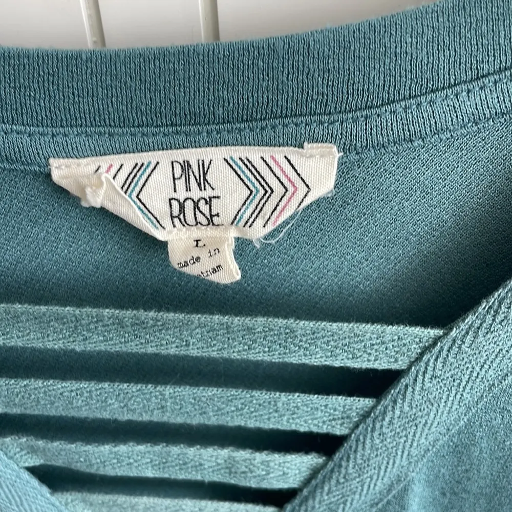 Pink Rose Women’s Teal Long Sleeved Top with V Neck Detail - Size Large - Image 2