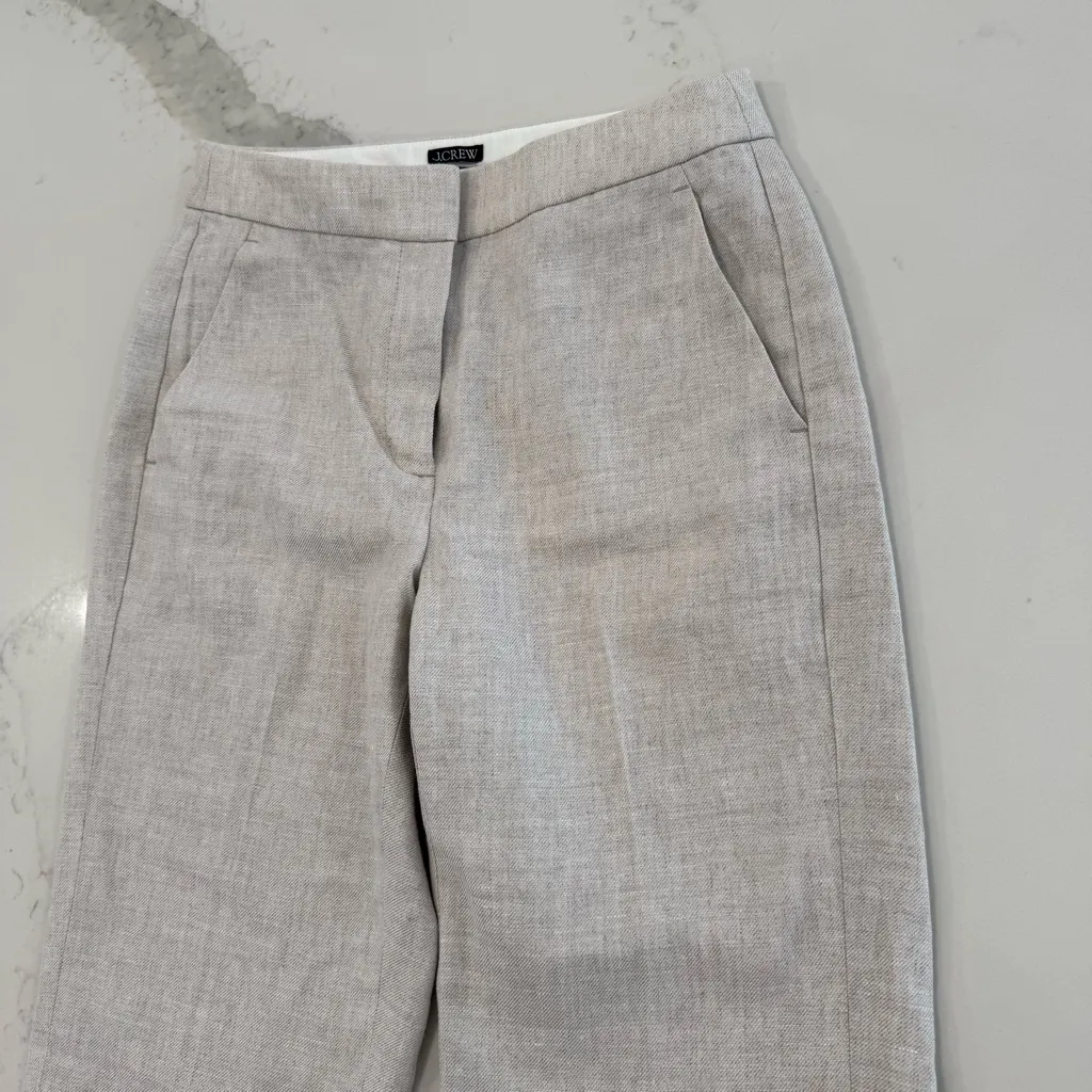 J. Crew Kate Straight Leg Linen Blend HR Dress Pants Women’s 0 Oatmeal Career - Image 3