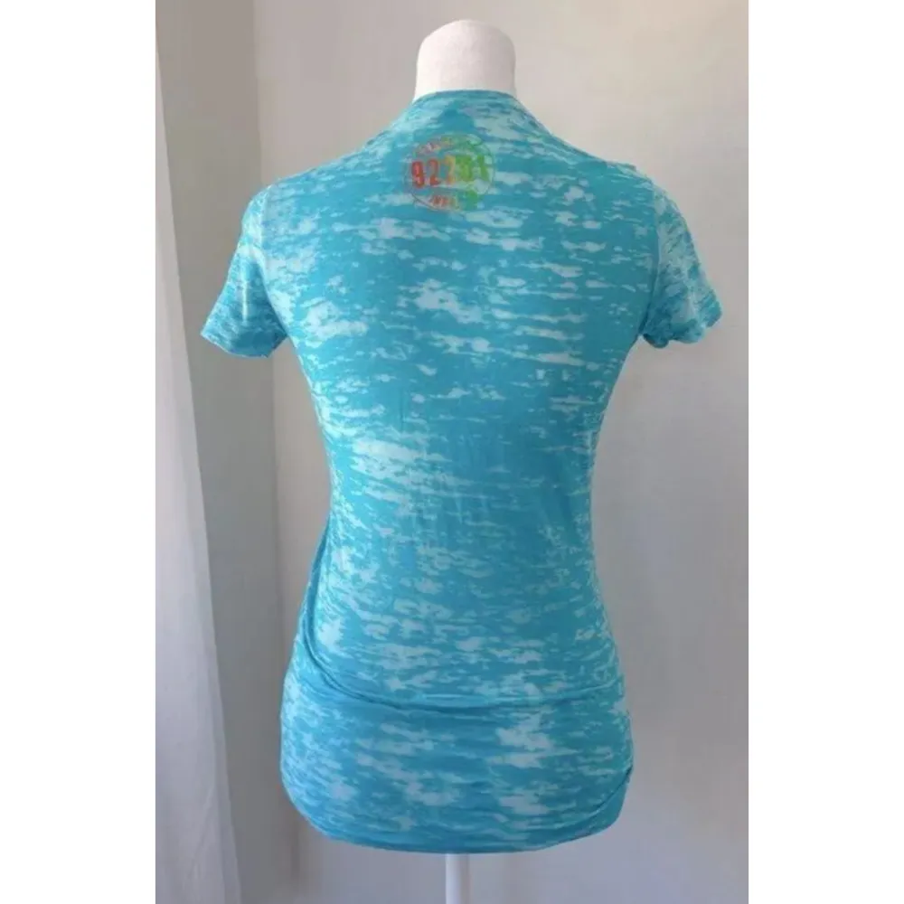 Coachella 92201 tshirt Tee Size Small turquoise blue baby festival bright - Image 4