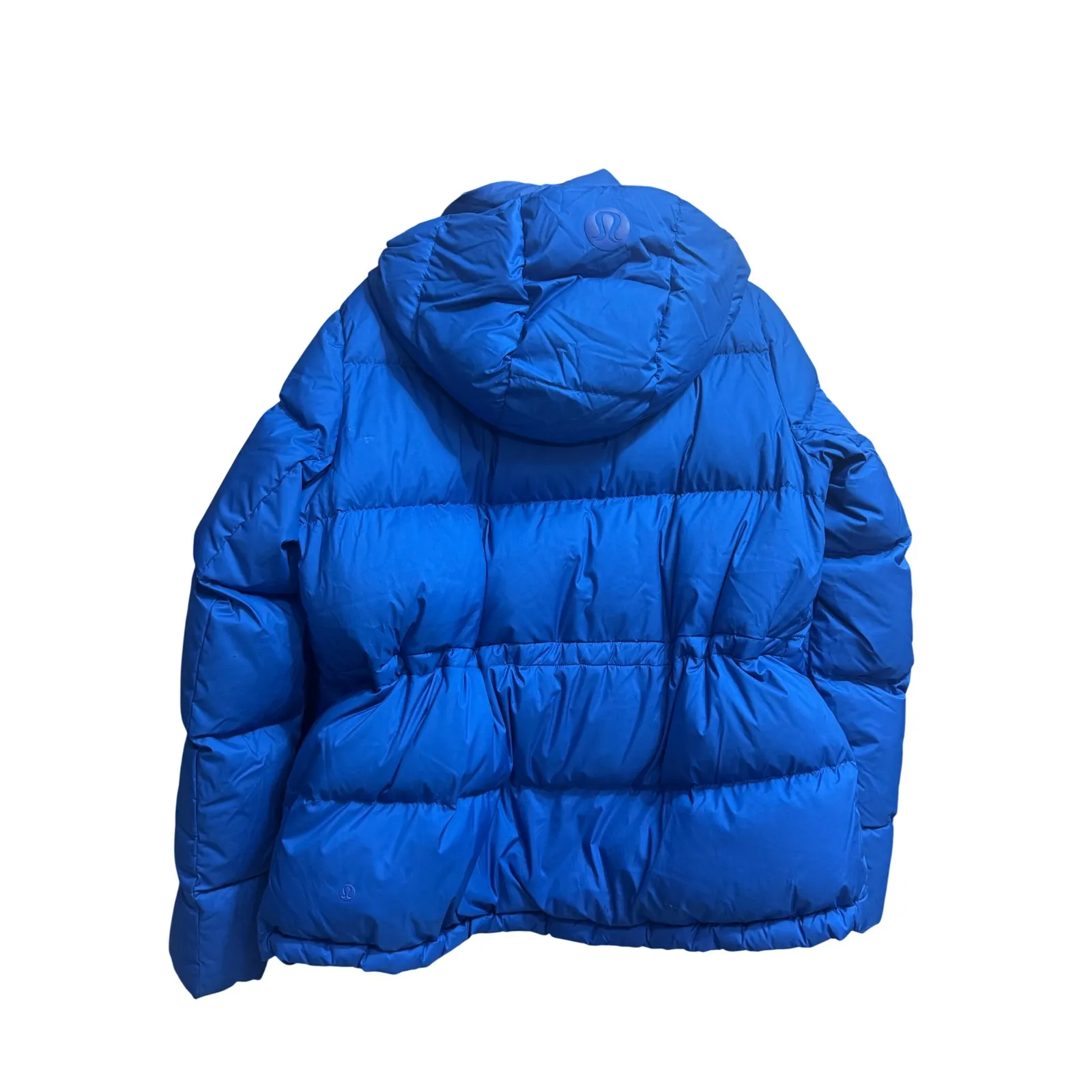 Lululemon Wunder Puff Jacket Size 10 Royal Blue Hooded Snap Front Down Fill - Image 3