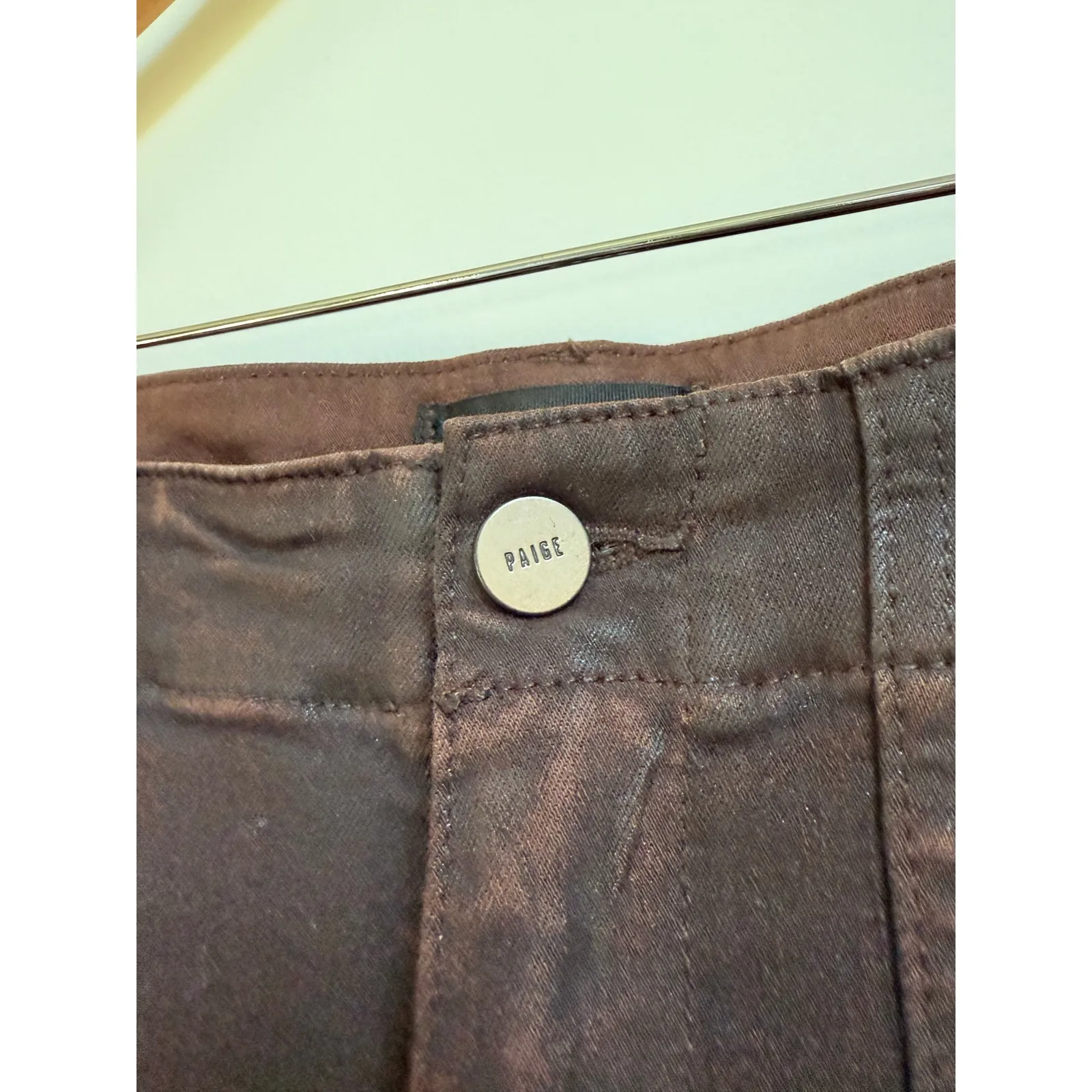 Paige  Mayslie Transcend Denim Weekender‎ Jogger 27" Chicory Coffee Luxe Coating - Image 9