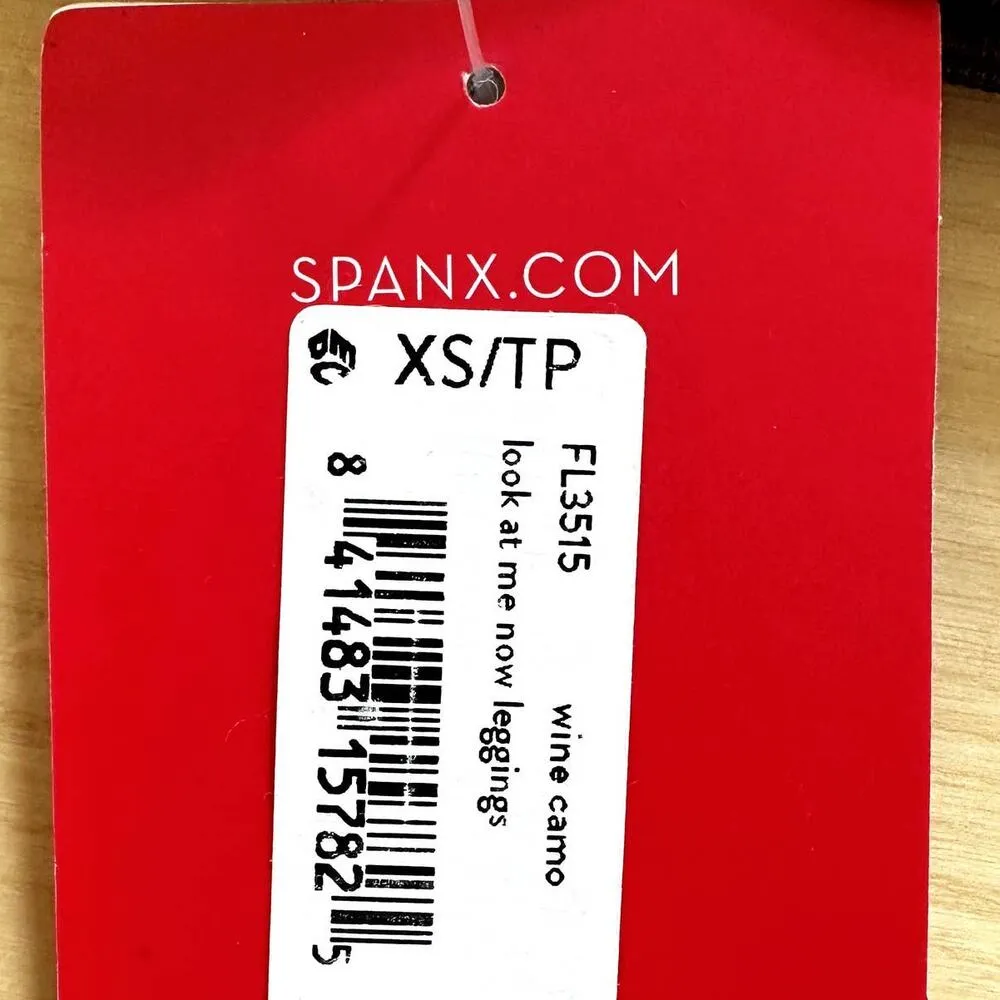 Spanx Look At Me Now Leggings Seamless Shaping High Rise Wine Camo XS NWT - Image 5