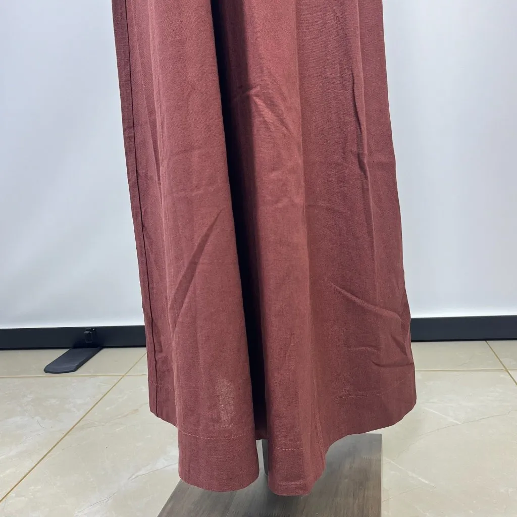 NWOT Farm Rio Linen Blend Sleeveless Halter Wide Leg Jumpsuit Sz M Brown - Image 5