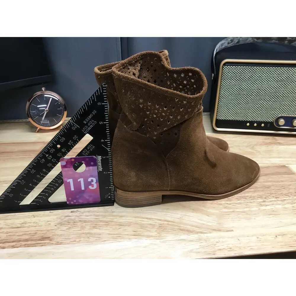 Michael Kors Graham Ankle Boots Women's US 7.5M Chestnut Brown Suede Perforated - Image 2