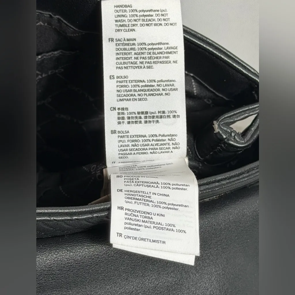 ALDO Black Textured Crossbody Bag Gold Chain Adjustable Shoulder Purse Handbag - Image 9