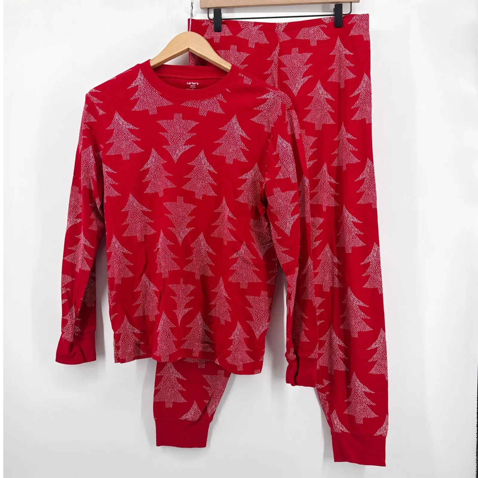 Carters Adult Unisex Red Christmas Trees Snug Fit Cotton Family Pajama Set Large - Image 2