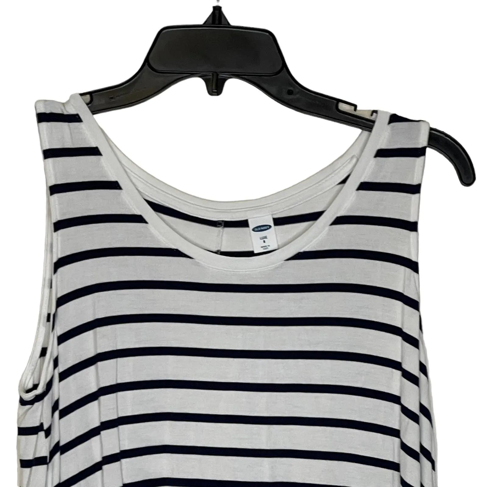 Old Navy Luxe Tank Top Size Small White With Navy‎ Stripes Stretch Womens - Image 2