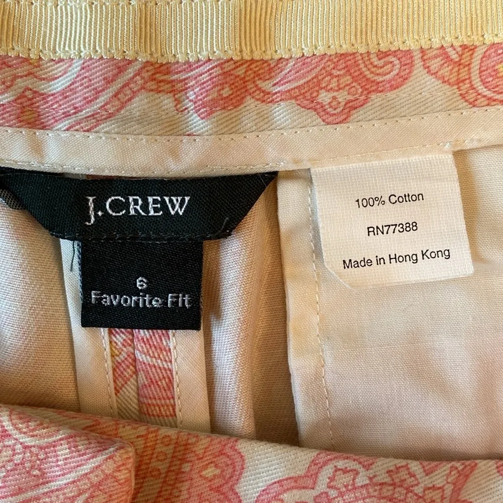 J Crew Favorite Fit VTG Pink Paisley Cotton Capri Pants Size 6 - Image 5