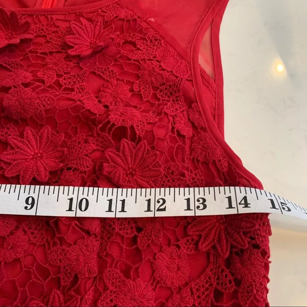 Anthropologie Thistlepearl red floral lace mini dress size 4 - Image 7