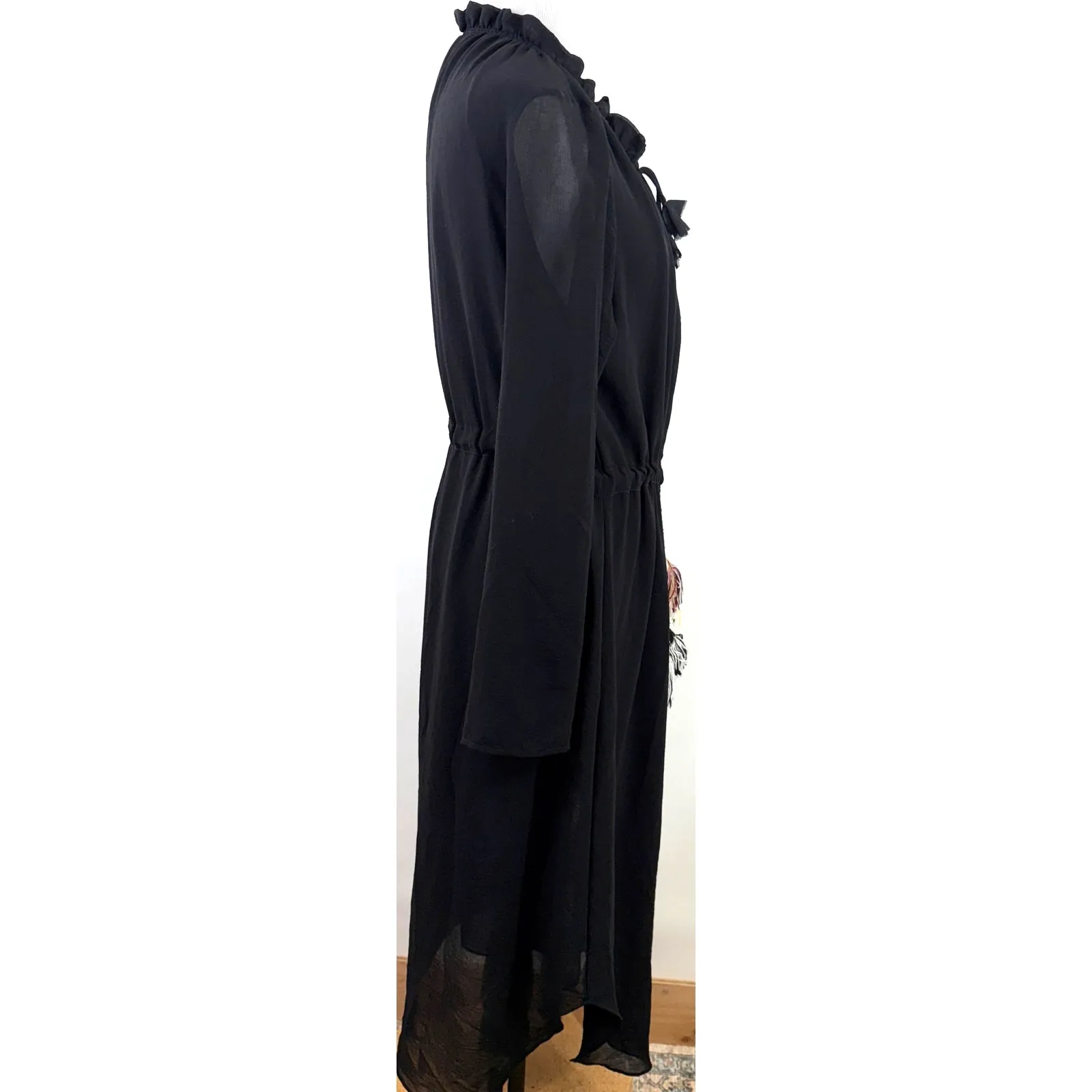 Misa Los Angeles Black Pom Pom Tassel Bohemian Roots Tanaz Dress Size XS - Image 7