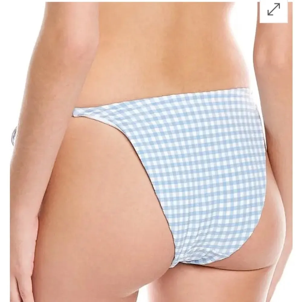 Andie Swim String Bikini Bottom Blue/White Gingham Check L (12-14) NWT - Image 2