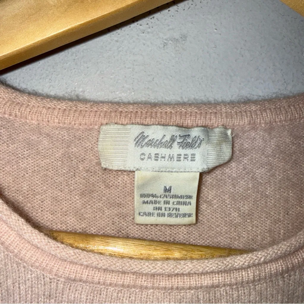 marshal fields Light Pink Short Sleeve Roll Crew Neck Cashmere Sweater Medium - Image 3