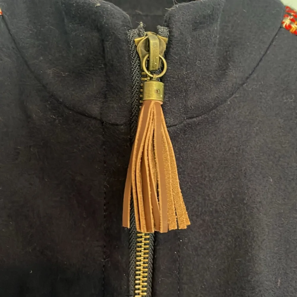 J Crew Colorblock Shetland Tartan Plaid Tassel Zipper Wool Jacket - Image 5