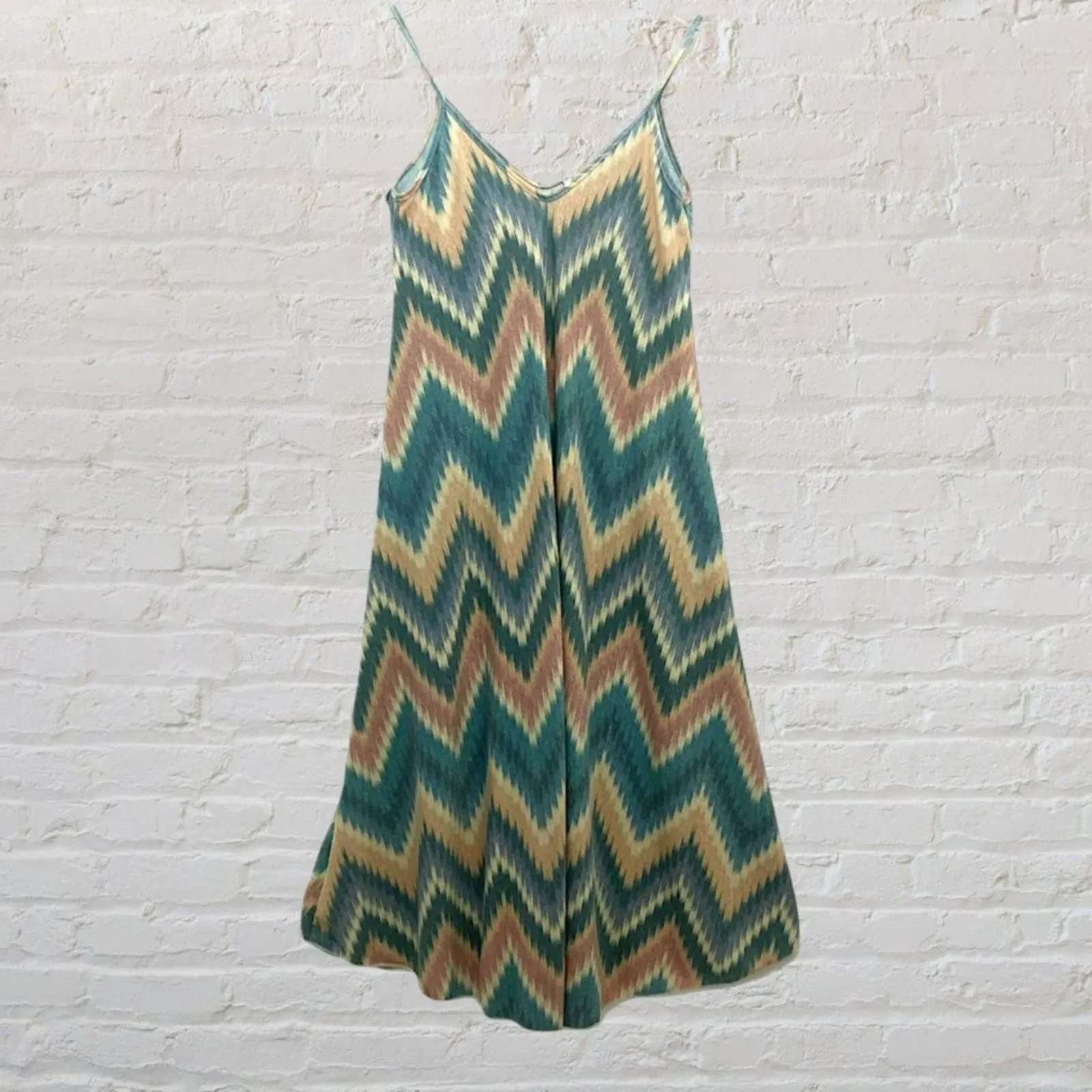 Coco Made Italy L Zigzag Ikat Print Maxi Dress Blue Size L - Image 2