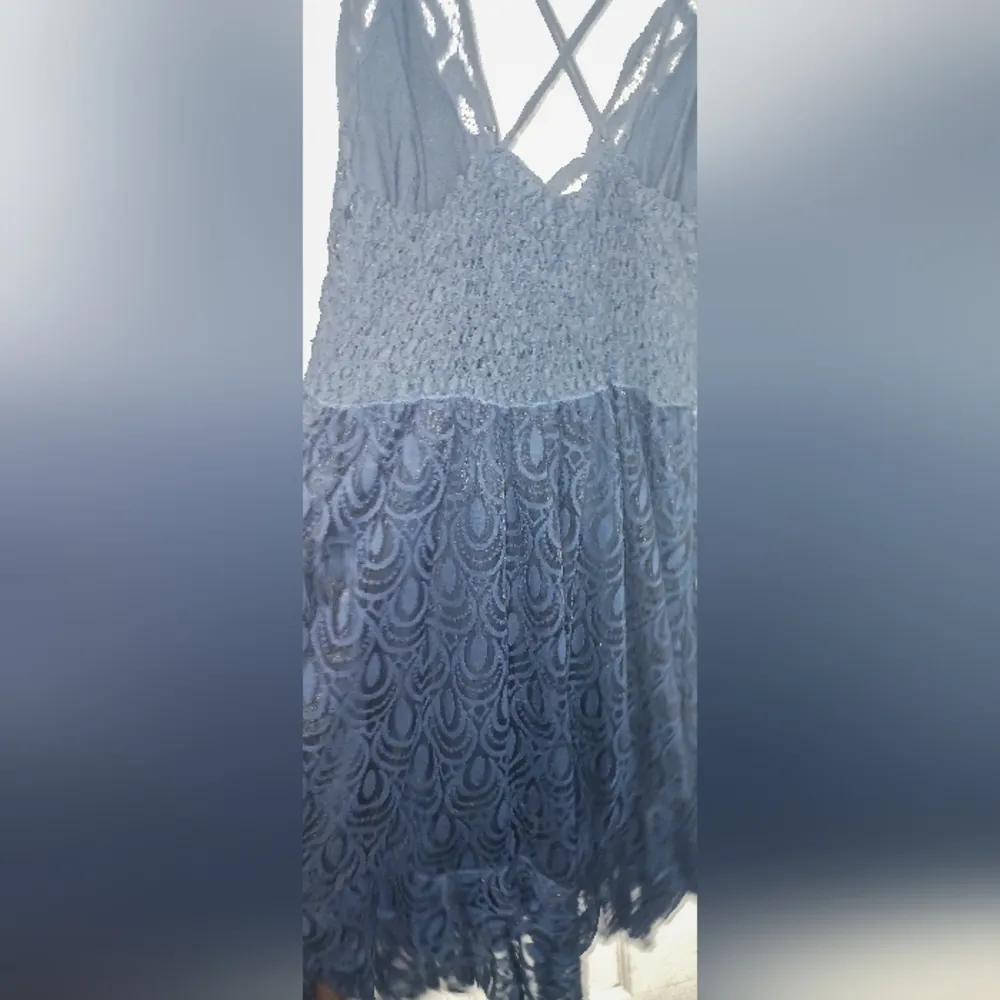 Free People Blue Spaghetti Strap Mini Sundress - Image 3